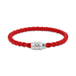 Bracelet Acier fermeture 3 anneaux et Cuir Rouge