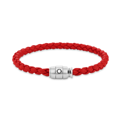 Bracelet Acier fermeture 3 anneaux et Cuir Rouge