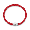 Bracelet Acier fermeture 3 anneaux et Cuir Rouge