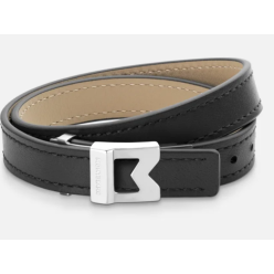 Bracelet Montblanc M logo cuir noir taille ajustable