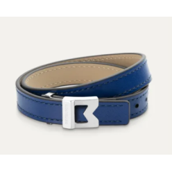 Bracelet Montblanc M logo cuir bleu taille ajustable