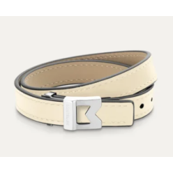Bracelet Montblanc M logo acier cuir ivoire, taille ajustable
