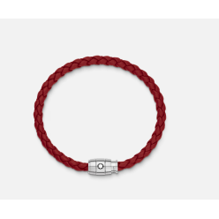 Bracelet acier 3 anneaux cuir tressé Russet taille S