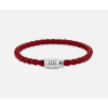 Bracelet acier 3 anneaux cuir tressé Russet taille S