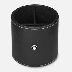 PORTE STYLOS ROND EN CUIR NOIR