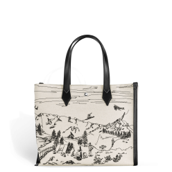 Tote Bag Happy Holiday ivoire et noir