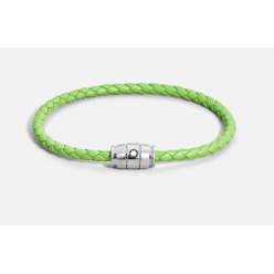 Bracelet acier 3 anneaux Collection Meisterstück en cuir vert citron