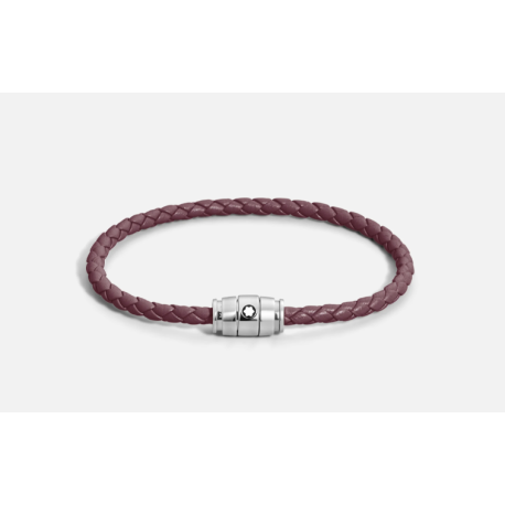 Bracelet acier 3 anneaux Collection Meisterstück en cuir cassis ( S )